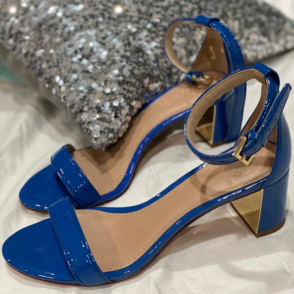 Blue Tory Burch block Heels size 7